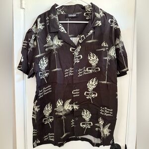 Civil Regime Men's Black Graphic Button Down, Size 2XL